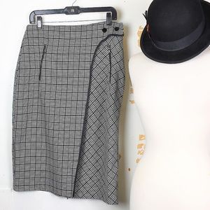 ZARA Basic High Waist Houndstooth Pencil Skirt XL
